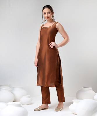 Brown gotta jaal suit set 4
