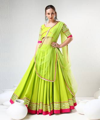Gulaal Green Gotta Lace Work Lehenga Set 1