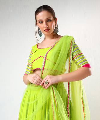 Gulaal Green Gotta Lace Work Lehenga Set 3