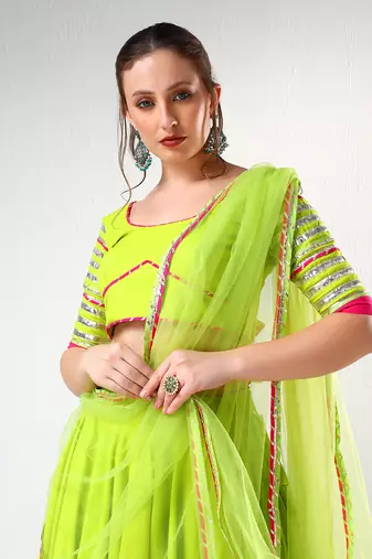 Gulaal Green Gotta Lace Work Lehenga Set