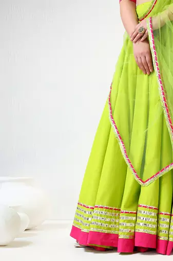 Gulaal Green Gotta Lace Work Lehenga Set