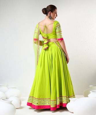 Gulaal Green Gotta Lace Work Lehenga Set 5