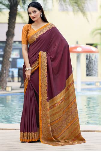 Women'S And Girls Crepe Silk Floral Printed Saree With Unstitched Blouse Piece
