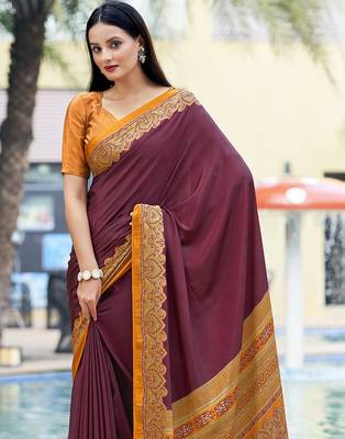 Women'S And Girls Crepe Silk Floral Printed Saree With Unstitched Blouse Piece 2