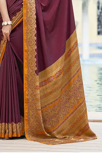 Women'S And Girls Crepe Silk Floral Printed Saree With Unstitched Blouse Piece