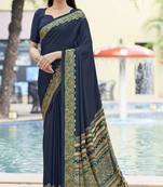 Women'S And Girls Crepe Silk Floral Printed Saree With Unstitched Blouse Piece