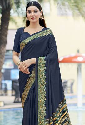 Women'S And Girls Crepe Silk Floral Printed Saree With Unstitched Blouse Piece 2