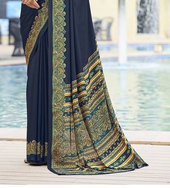 Women'S And Girls Crepe Silk Floral Printed Saree With Unstitched Blouse Piece 3