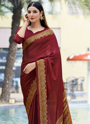 Women'S And Girls Crepe Silk Floral Printed Saree With Unstitched Blouse Piece 2