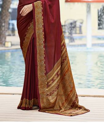 Women'S And Girls Crepe Silk Floral Printed Saree With Unstitched Blouse Piece 3