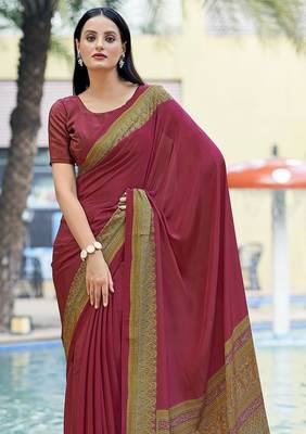 Women'S And Girls Crepe Silk Floral Printed Saree With Unstitched Blouse Piece 2