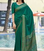 Women'S And Girls Crepe Silk Floral Printed Saree With Unstitched Blouse Piece