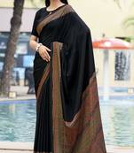 Black crepe silk saree for women