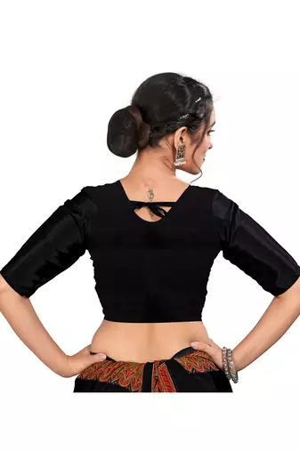 Black crepe silk saree for women