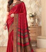 Women's and girls crepe silk floral printed saree with unstitched blouse piece