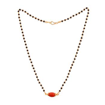 Black beads mangalsutra SHORT with coral pendant one gram gold 3