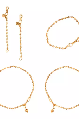 Anklets, bracelet and matti set one gram gold