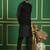 Men black solid dupion kurta jacket set