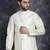 Men white embroidered silk blend kurta jacket set
