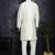 Men white embroidered silk blend kurta jacket set