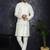 Men white embroidered silk blend kurta jacket set