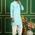 Men blue embroidered cotton kurta pajama
