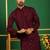 Men purple embroidered cotton kurta pajama