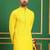 Men yellow embroidered cotton kurta pajama