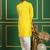 Men yellow embroidered cotton kurta pajama