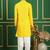 Men yellow embroidered cotton kurta pajama