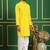 Men yellow embroidered cotton kurta pajama