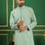 Men green embroidered cotton kurta pajama