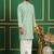 Men green embroidered cotton kurta pajama