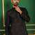 Men black embroidered silk blend kurta pajama
