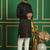 Men black embroidered silk blend kurta pajama
