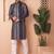 Men blue embroidered silk blend kurta pajama