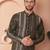 Men green embroidered silk blend kurta pajama