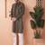 Men green embroidered silk blend kurta pajama