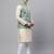 Men green embroidered silk blend kurta jacket set
