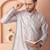 Men grey embroidered silk blend kurta pajama