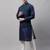 Men green woven silk blend kurta jacket set