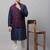 Men maroon woven silk blend kurta jacket set