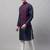 Men maroon woven silk blend kurta jacket set