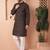 Men blue woven silk blend kurta pajama