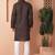 Men blue woven silk blend kurta pajama