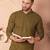 Men green embroidered cotton kurta pajama