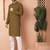 Men green embroidered cotton kurta pajama