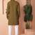 Men green embroidered cotton kurta pajama