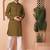 Men green embroidered cotton kurta pajama