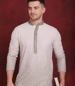 Men green embroidered viscose rayon kurta pajama